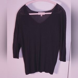 Philosophy Black Lightweight Sweater Size XS Scoop Neck Office 3/4 Sleeves Boho